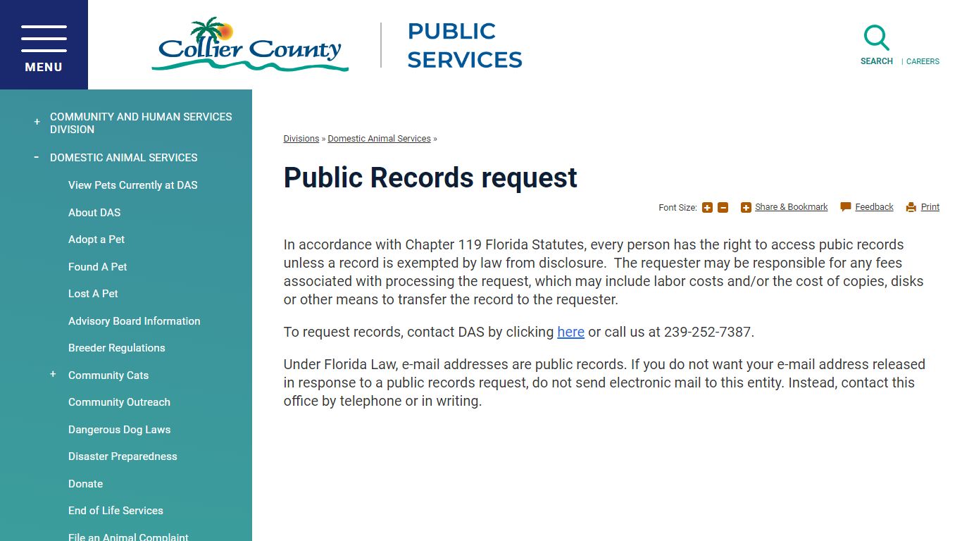 Public Records request | Collier County, FL